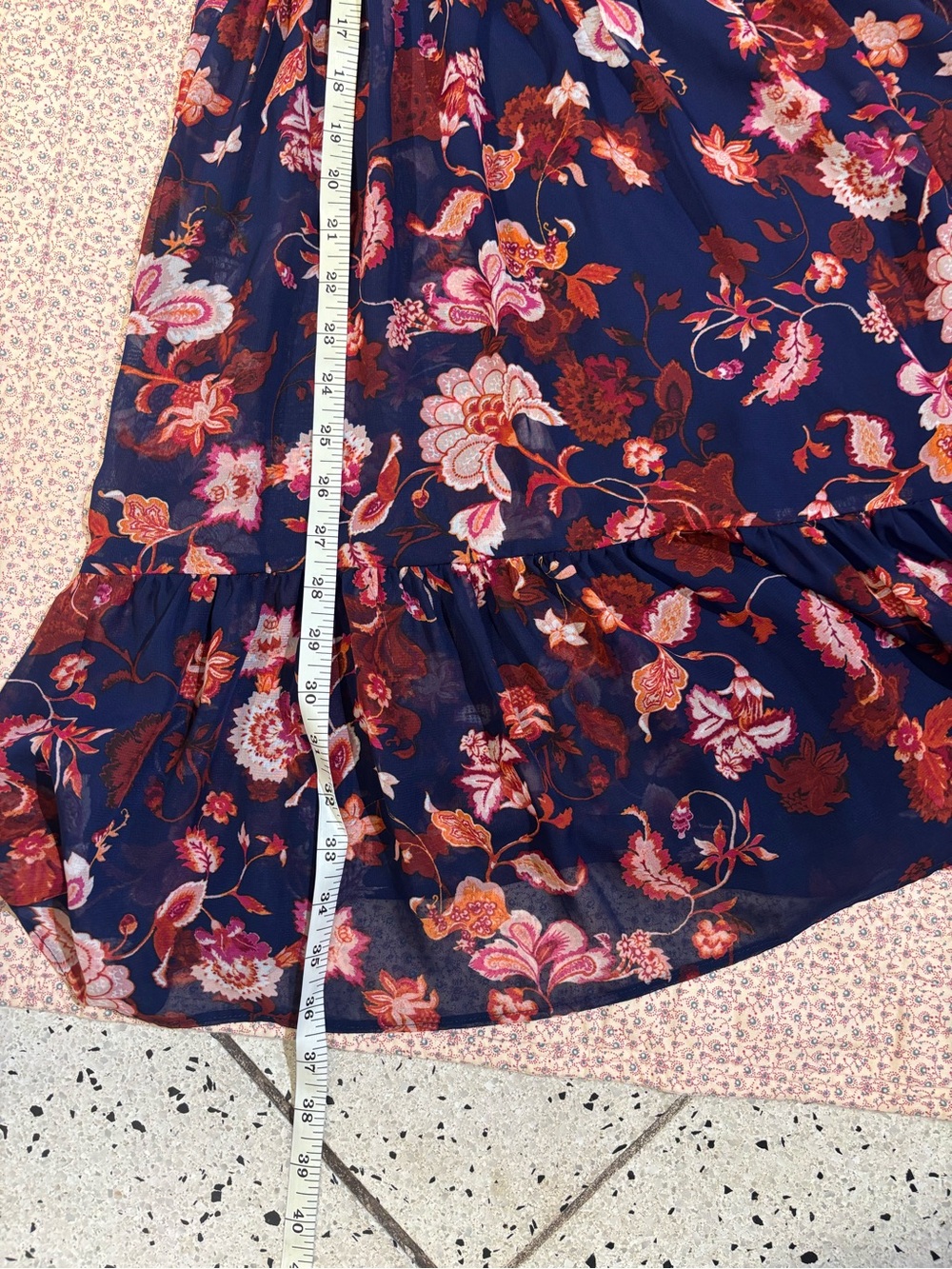 Navy Floral Tiered Mini Dress - Picture 5 of 5